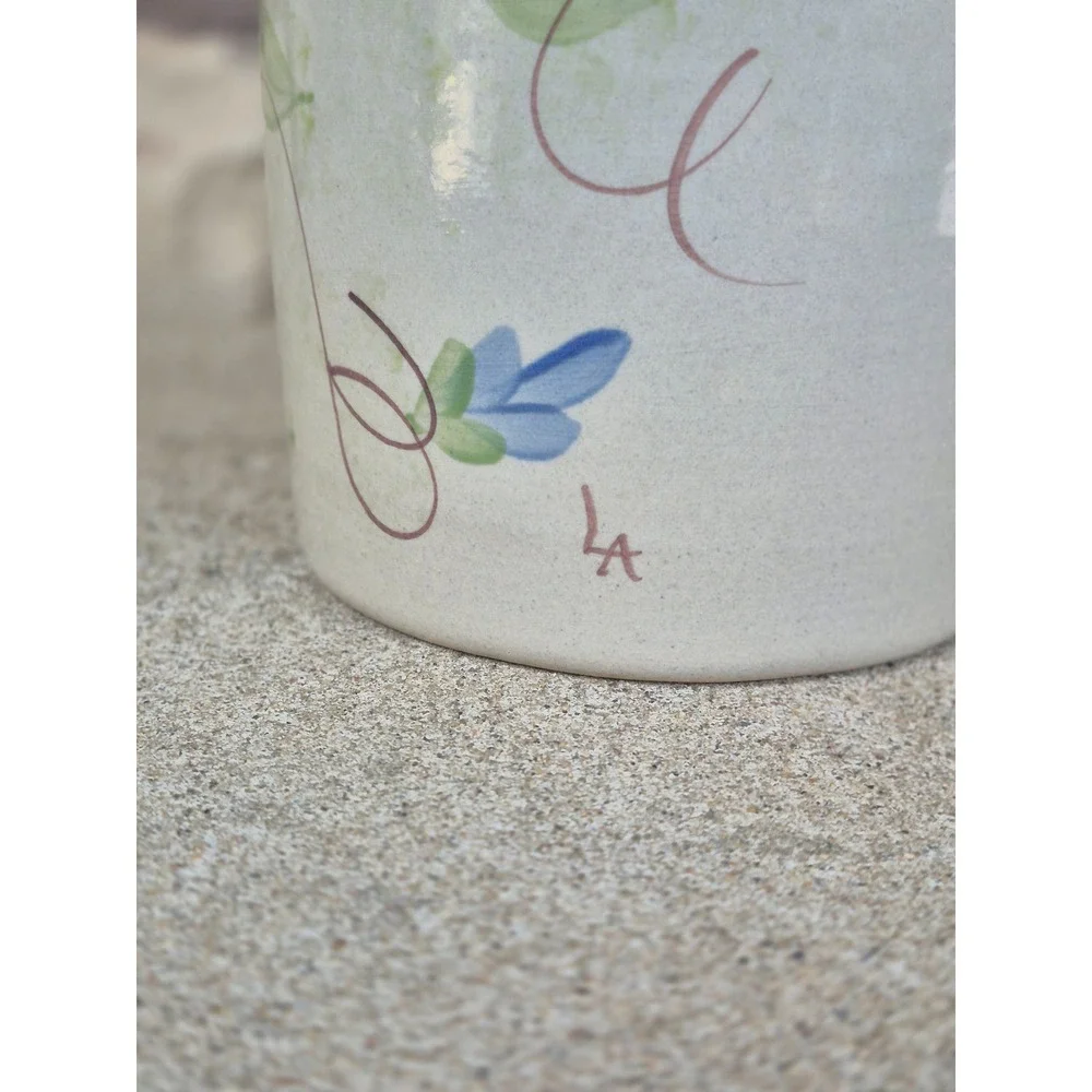 Annie's Garden 2 Pc Stoneware Dip‎ Chiller Server Blue Floral Signed LA